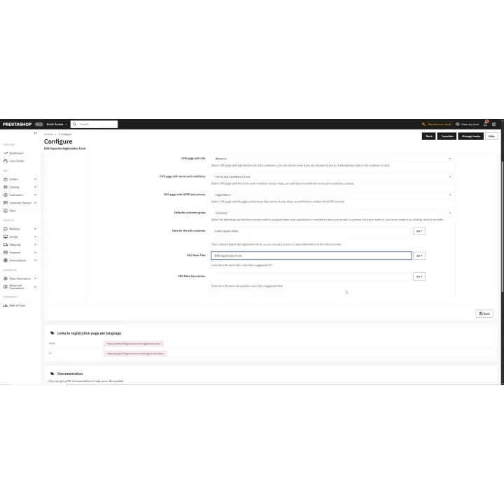 B2B Registration & Approval Form for PrestaShop | 01generator.com