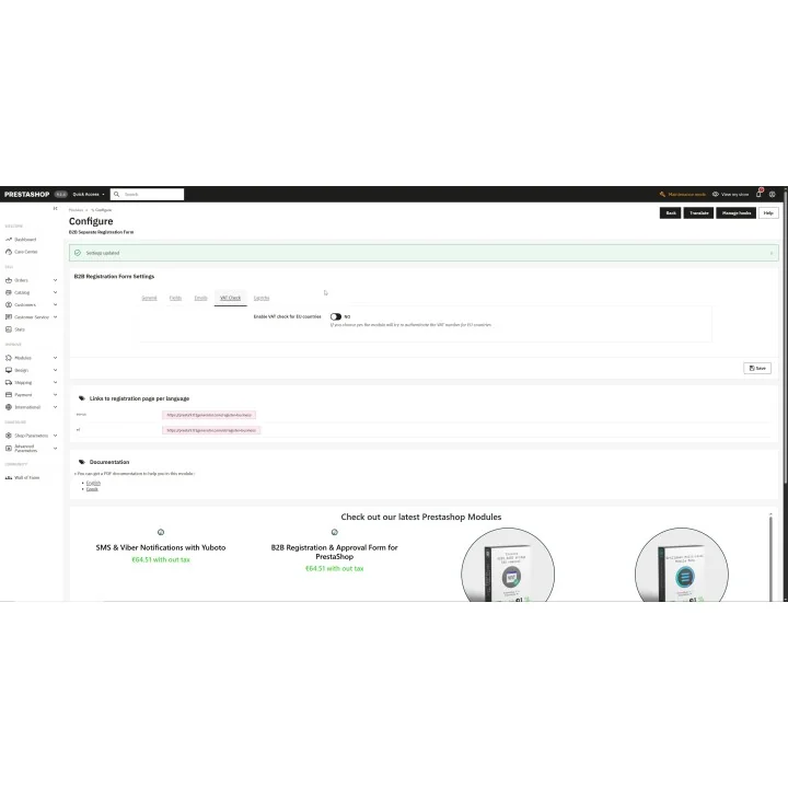 B2B Registration & Approval Form for PrestaShop | 01generator.com