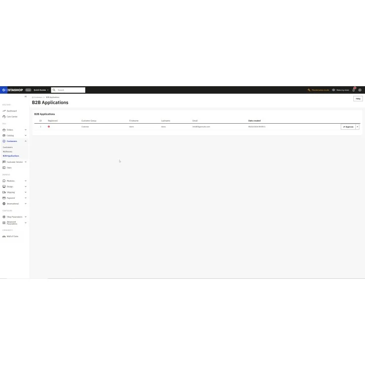 B2B Registration & Approval Form for PrestaShop | 01generator.com