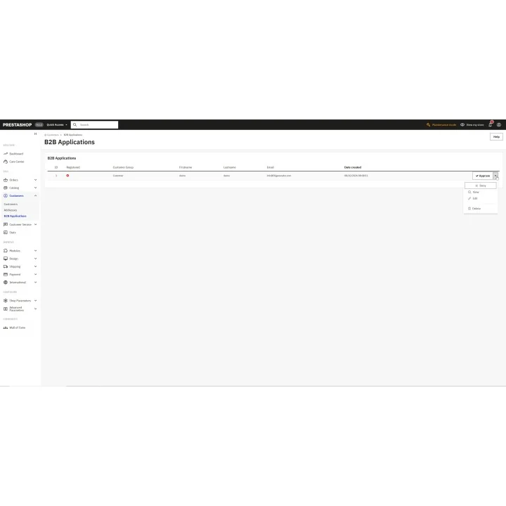 B2B Registration & Approval Form for PrestaShop | 01generator.com