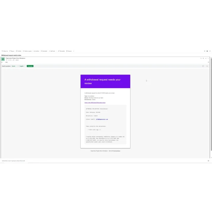 Return & Withdrawal Policy Button for WooCommerce | 01generator.com