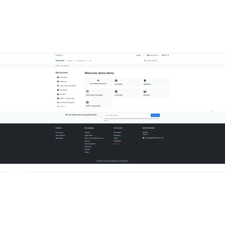 Κουμπί Υπαναχώρησης / Επιστροφών για PrestaShop | 01generator.com
