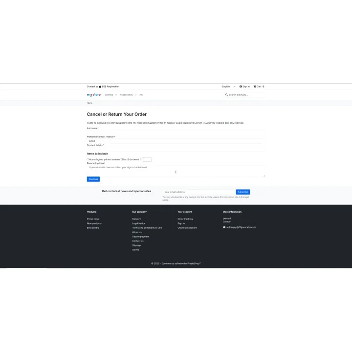 Return & Withdrawal Policy Button for PrestaShop | 01generator.com