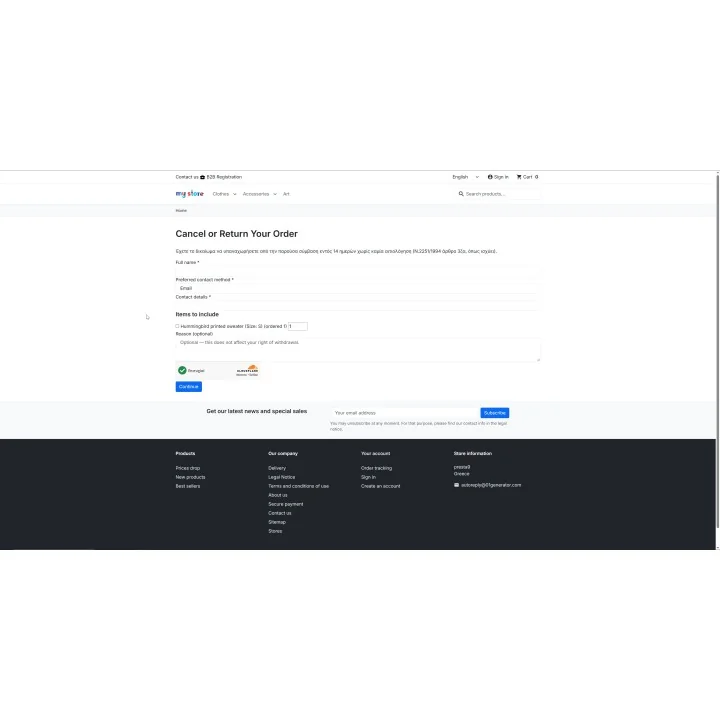Return & Withdrawal Policy Button for PrestaShop | 01generator.com
