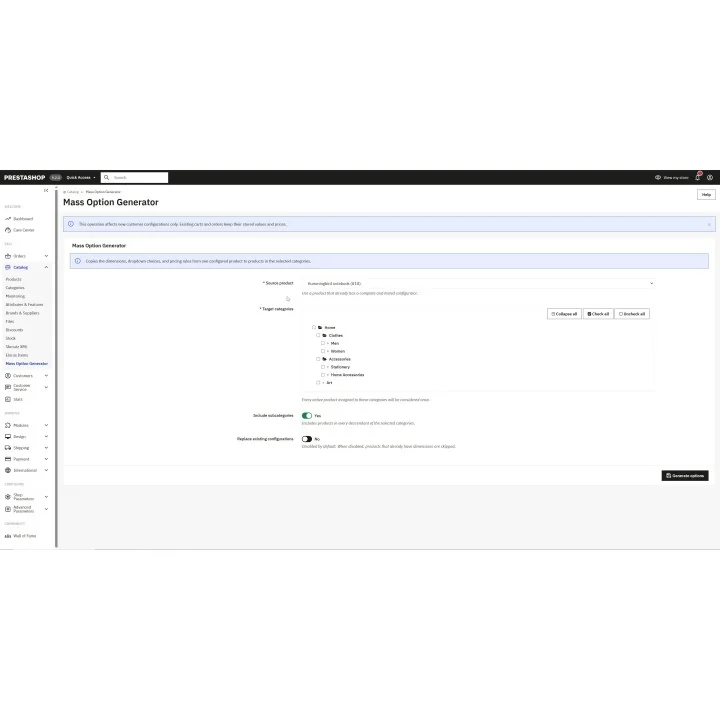 Product Options Configurator for PrestaShop | 01generator.com